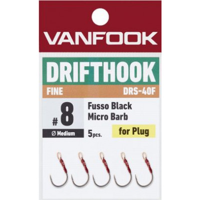 Vanfook DRS-40F, Drift Hook Fine, Medium wire single hooks for minnows
