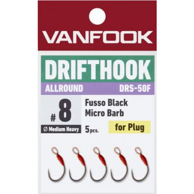 Vanfook DRS-50F, Drift Hook All Round, Medium heavy wire single hooks for minnows