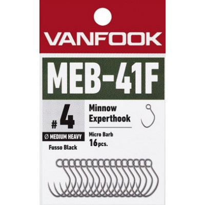 Vanfook Minnow Expert Hooks, MEB-41F, Medium Heavy micro-berbed single hooks for minnows