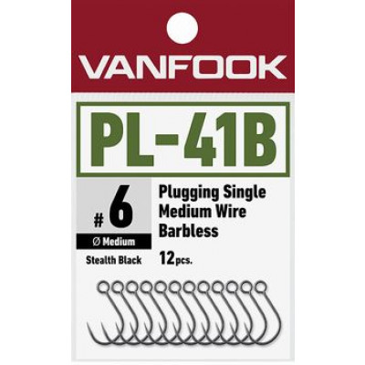 Vanfook PL-41B, Medium wire barbless single hooks for plugs